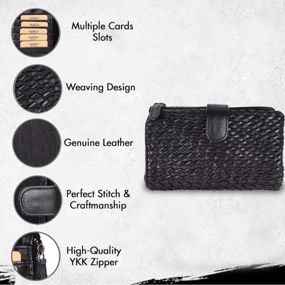 Vilenca Holland Black Woven Leather Clutch Wallet NWT $75 - Picture 16 of 16